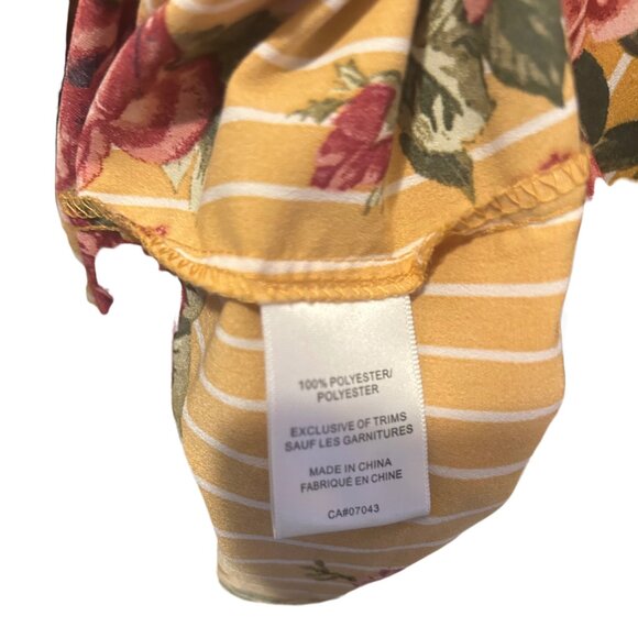 Stella Tweed Womens XL Goldenrod Yellow & Burgundy Pink Floral Dress - Picture 5 of 5